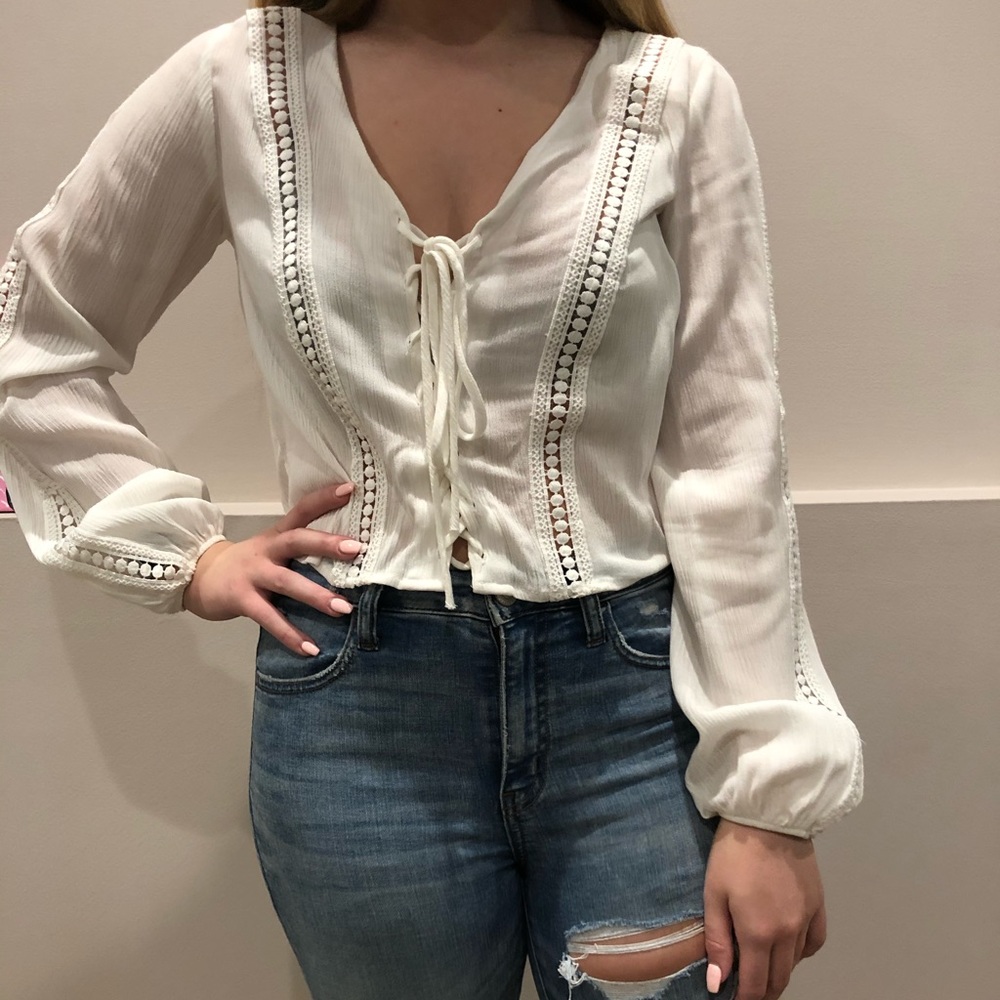 White lace up top size xs